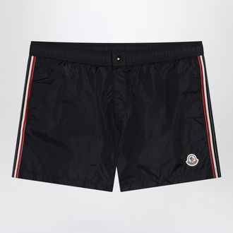 Moncler Black swim shorts with logo patch