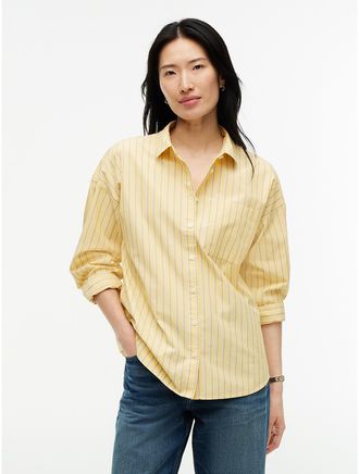 Tommy Hilfiger Womens Relaxed Fit Striped Poplin Pocket Shirt - Daisy Yellow - XL