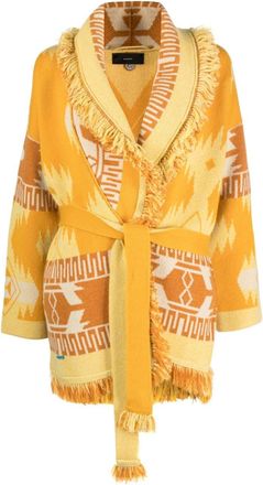 Alanui Icon jacquard cashmere cardigan - women - Cashmere - M - Yellow