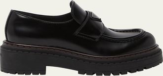 Prada Chocolate Calfskin Platform Loafers