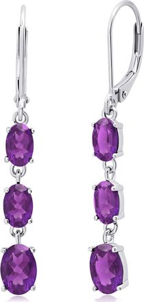 MAX + STONE Gemstone Oval Shape Dangle Earrings in 925 Sterling Silver (1.5)
