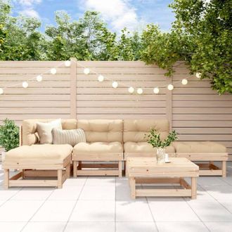 vidaXL Vidaxl - Set Divani da Giardino 6 pz con Cuscini in Legno Massello