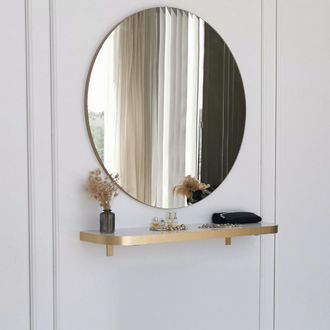 Dmora Espejo Gonnesa, Forma Redonda, Tipo De Pared, Estructura Transparente, 90x90h Cm Dorado