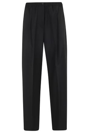 Seventy Black Wool Elastic-Waistband Wool Straight-Leg Pants