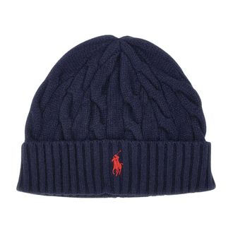 Polo Ralph Lauren Kabelgebreide muts van wol en kasjmier - Heren - Accessoires - Blauw - Maat: ONE Size Wol