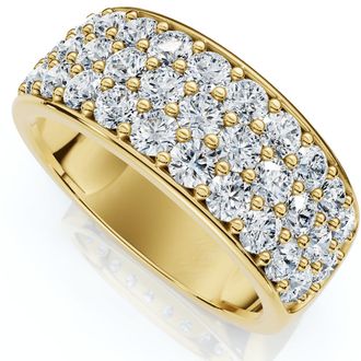 Pompeii3 1 1/2Ct Pave 3-Row Diamond Wedding Anniversary Ring 10k Gold Lab Grown