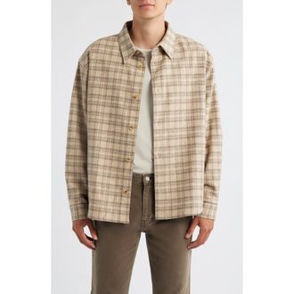 Frame Denim Plaid Wool Blend Overshirt in Beige Multi at Nordstrom Rack, Size Xx-Large