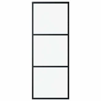 vidaXL Vidaxl - Puerta Corredera De 3 Paneles Esg Vidrio Y Aluminio Negra 76x205 Cm
