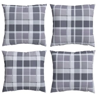vidaXL Coj&iacute;n De Exterior A Cuadros 4 Pcs Cuadro Gris 40 X 40 Cm Tela Vidaxl