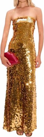 Simon Miller Sculpty Strapless Sequin Maxi Dress In Gold
