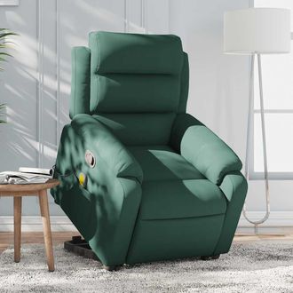 vidaXL Vidaxl - Sill&oacute;n Reclinable De Masaje Elevable Terciopelo Verde Oscuro