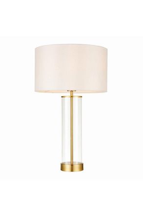 Netlighting Lessina Table Lamp Satin Brushed Gold Vintage White Silk Effect E27