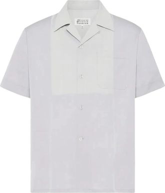 Maison Margiela Katoenen Bowling Shirt - Heren - Korte mouwen Overhemden - Wit - L - Katoen - Overhemden