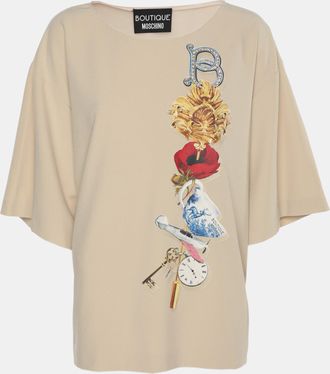 Moschino Boutique Moschino Printed Cream Crepe Top