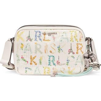Karl Lagerfeld Maybelle Sequin KL Crossbody in White Multi at Nordstrom