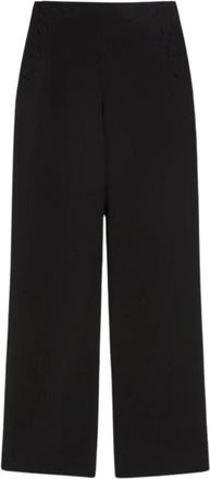 Max Mara Zwarte Wijde Pijp Matrozenstijl Broek - Dames - Straight fit broeken - Zwart - XS - Broeken