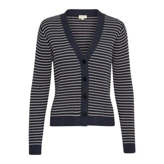 Part Two Navy Stripe Cardigan with V-Neck - female - Part Two - Cardigans - Multicolor - S - Knitwear