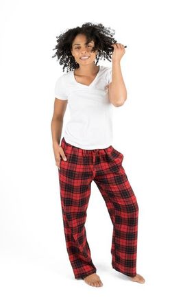 Leveret Womens Cotton Flannel Holiday Pajama Pants in Plaid Black & Red at Nordstrom, Size 4X-Large