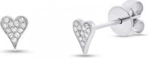 Allurez 0.05ct 14k White Gold Diamond Pave Heart Earrings