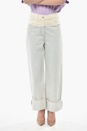 Givenchy Jeans Cropped Fit con Risvolto e Dettaglio in Tweed 26cm Givenchy