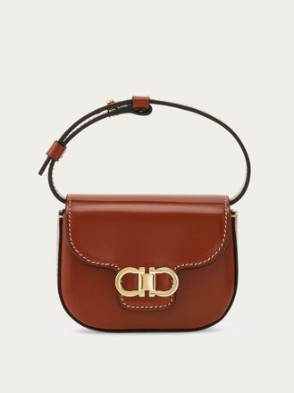 Ferragamo Women Double Gancini North-South crossbody bag (XS) Brown