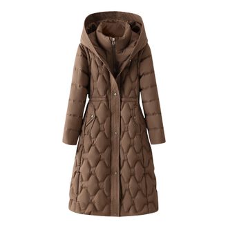 Generic Womens Long Winter Coats Detachable Sleeve Puffer Jacket to Sleeveless Padded Gilets Hooded Stand Collar Zip Up Trench Coat Thicken Parkas Ladies Eleg