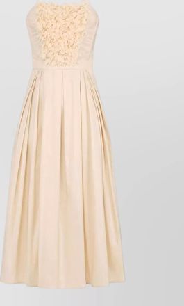 Elisabetta Franchi strapless floral midi dress pleated skirt