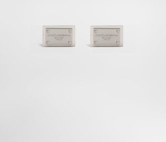 Dolce & Gabbana Cufflinks With Logo Tag - Man Silver Metal Onesize
