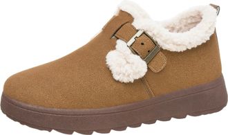 Generic Womens Winter Boots Warm Casual Snow Booties Stylish Classic Non-Slip Buckle Flat Heel Fleece Lining Cosy Wide Fit Slip On Ankle Boots Outdoor Walking