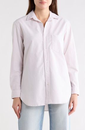 Frank & Eileen Stripe Cotton Button-Up Shirt in Rose Stripe at Nordstrom Rack, Size Xx-Small