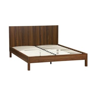 Sweeek Cama con somier a l&aacute;minas y cabecero 160x200cm, decoraci&oacute;n madera