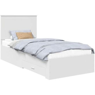 vidaXL Bed Frame with Headboard White 90 x 190 cm Engineered Wood vidaXL