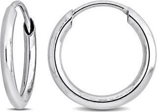 Delmar 14K White Gold 11mm Hoop Earrings at Nordstrom Rack