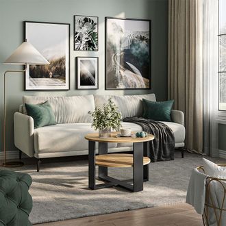 Vicco Mesa De Centro Romeo, Antracita/roble Artesanal, 68 X 68 Cm, Vicco