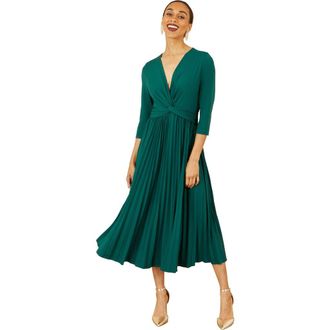 Yumi Jersey Knot Waist Midi Dress in Green at Nordstrom, Size 4