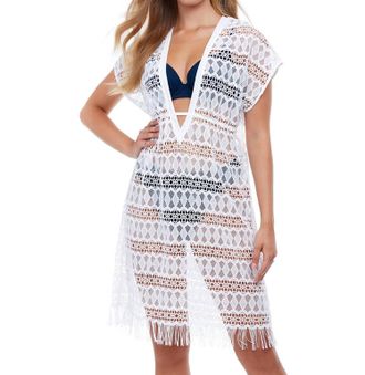 Gottex Crochet Cover Up Dress In Tutti Frutti White