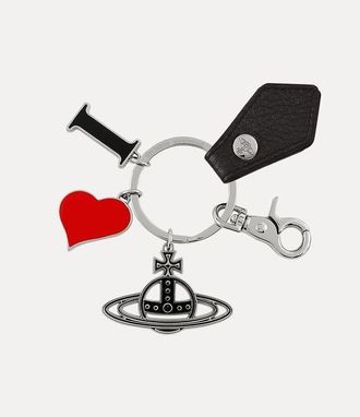 Vivienne Westwood I Love Orb Keyring Faux Leather Black One Size Unisex