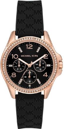 Michael Kors Mini Pilot Chronograph Quartz Crystal Black Dial Ladies Watch MK7373