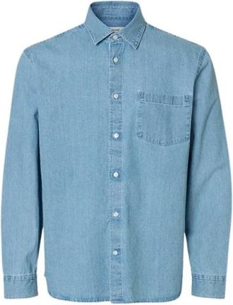 Selected Overhemden, Heren, Blauw, L, Denim, Casual Shirts