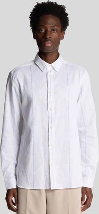 Lyle & Scott Lyle And Scott Mens Linen Stripe Long Sleeve Shirt - White - Size: 44/Regular