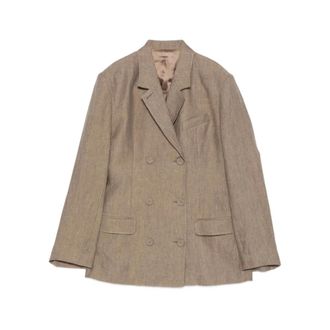Mark Kenly Domino Tan Blazers, female, Brown, Size: XS Double-Breasted Blazer
