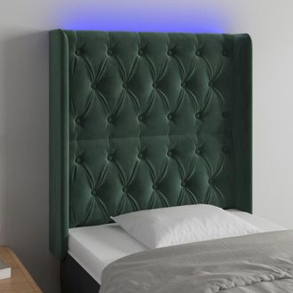 vidaXL Cabecero Con Led De Terciopelo Verde Oscuro 83x16x118/128 Cm Vidaxl