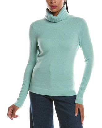 Fort&eacute; Cashmere Chunky Trim Turtleneck 100% Cashmere Sweater