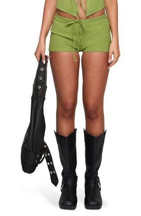 Princess Polly Gracious Low Rise Drawstring Shorts in Green at Nordstrom, Size 10