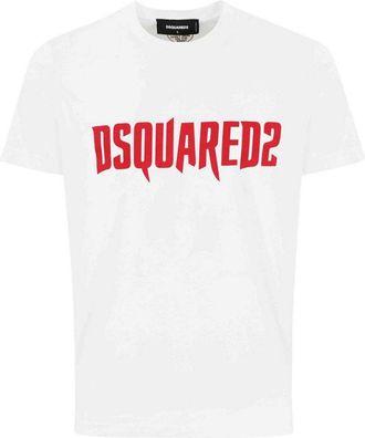 Dsquared2 Mens Horror Logo White T-shirt Cotton - Size Medium