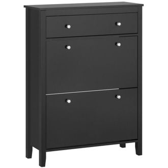 SoBuy Scarpiera con 2 ribalte Scarpiera con cassetto Scarpiera Scaffali portascarpe Nero 80x25X108cm FSR89-SCH - Sobuy