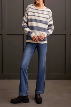 Tribal Stripe Knit Sweater In Blue Jay