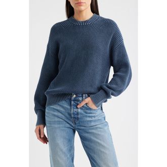 Faherty Sunwashed Organic Cotton Fisherman Sweater in Navy Blazer at Nordstrom Rack, Size X-Small