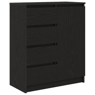 Berkfield Home Sideboard with Drawers Black Oak 71x35x84 cm Engineered Wood | Size: 71 x 35 x 84 cm