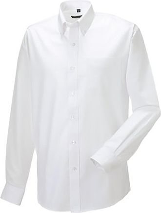 Russell Athletic Russell Collectie Heren Lange Mouw Easy Care Oxford Shirt (Wit)